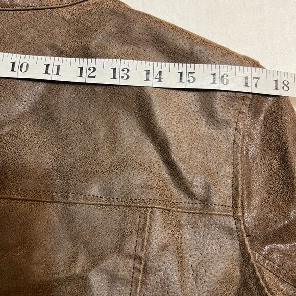 Levi’s Brown Genuine Leather Jacket Men’s L Cafe Racer Distressed Moto Zip Coat - Picture 10 of 11
